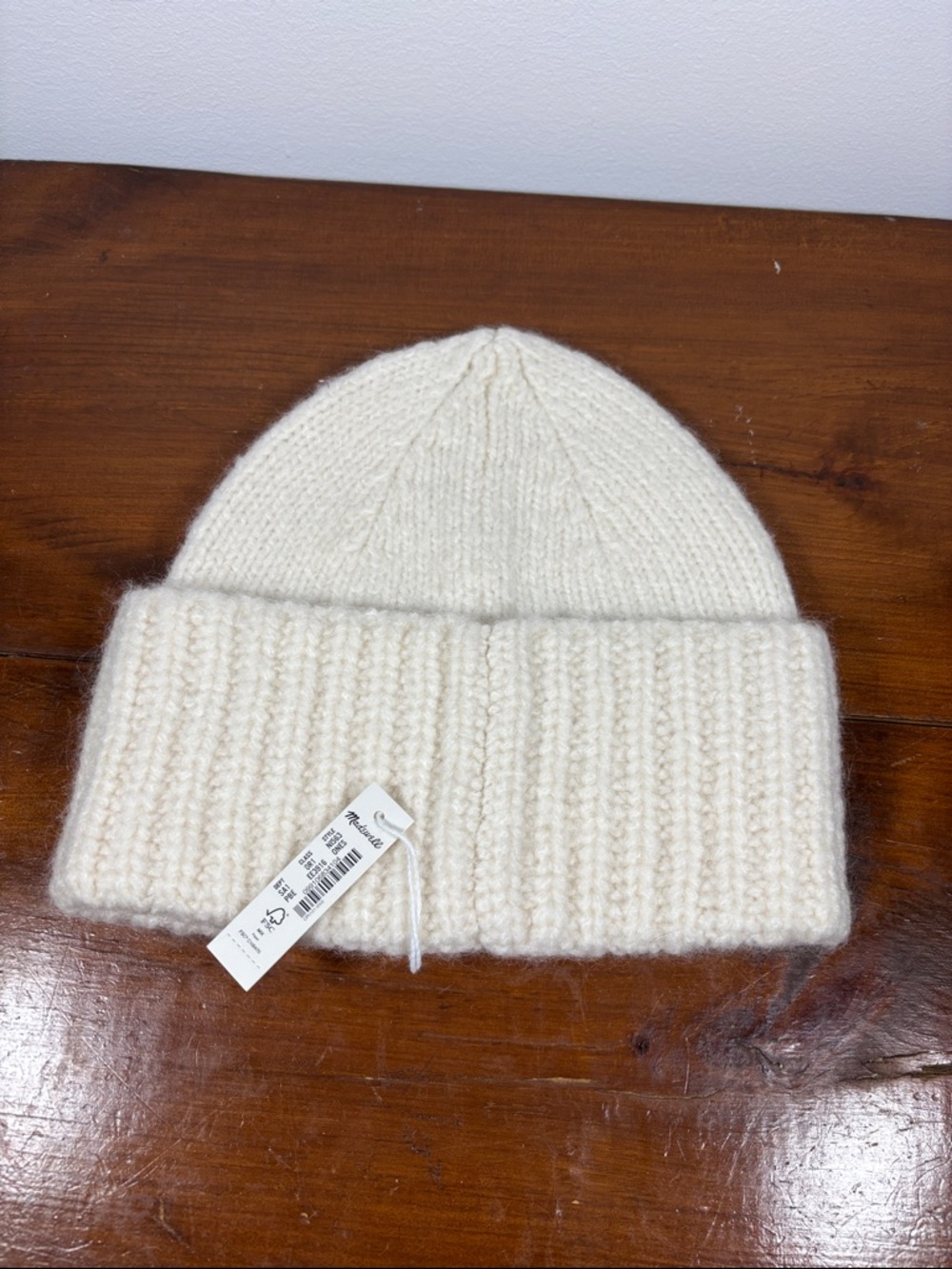 NWT Madewell Cozy Warm White Knit Beanie Winter Woman Hat One Size 24% Wool